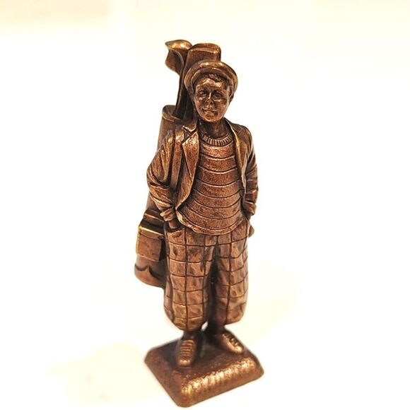 Brass USGA Old Time Golfer Caddy Figurine Statue - Picture 1 of 8